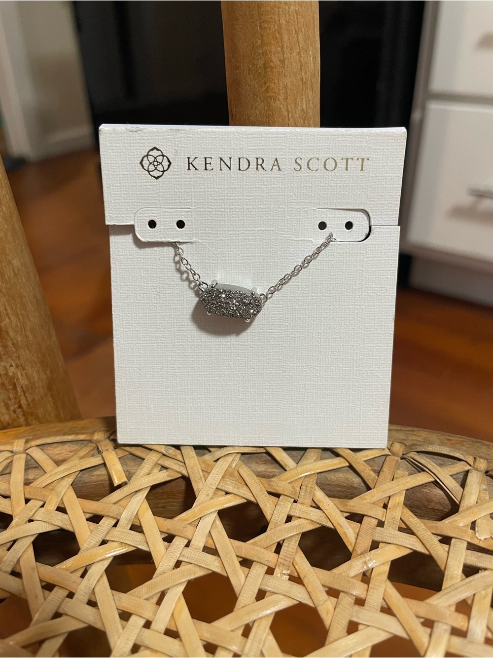 Kendra Scott Silver Druzy Bar Necklace